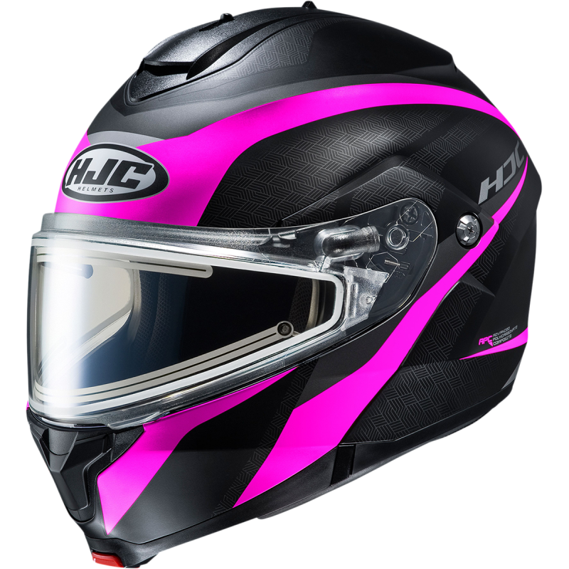 HJC C91 Snow Taly Helmet w/ Electric Visor - Semi-Flat Black/Pink