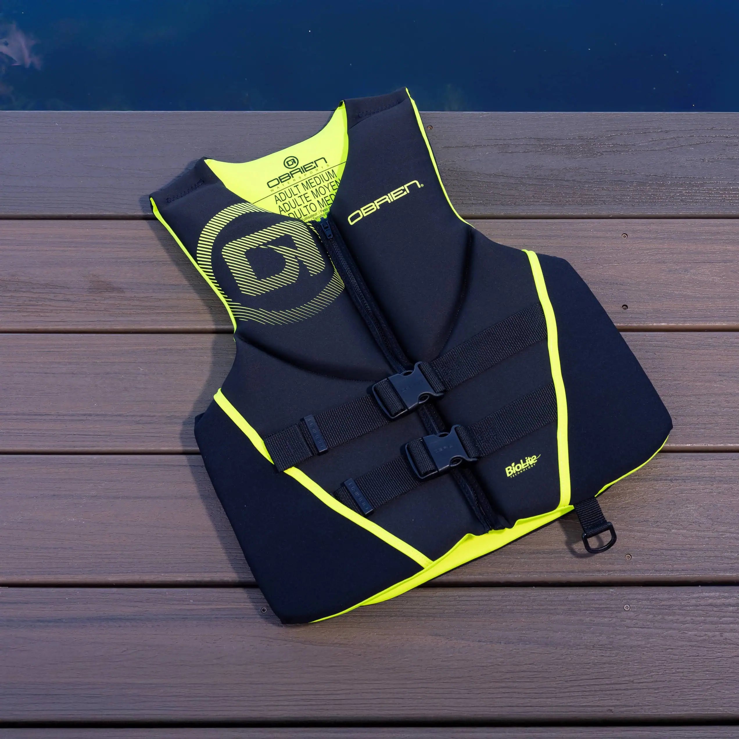 black and yellow O'Brien Men's Traditional Vest