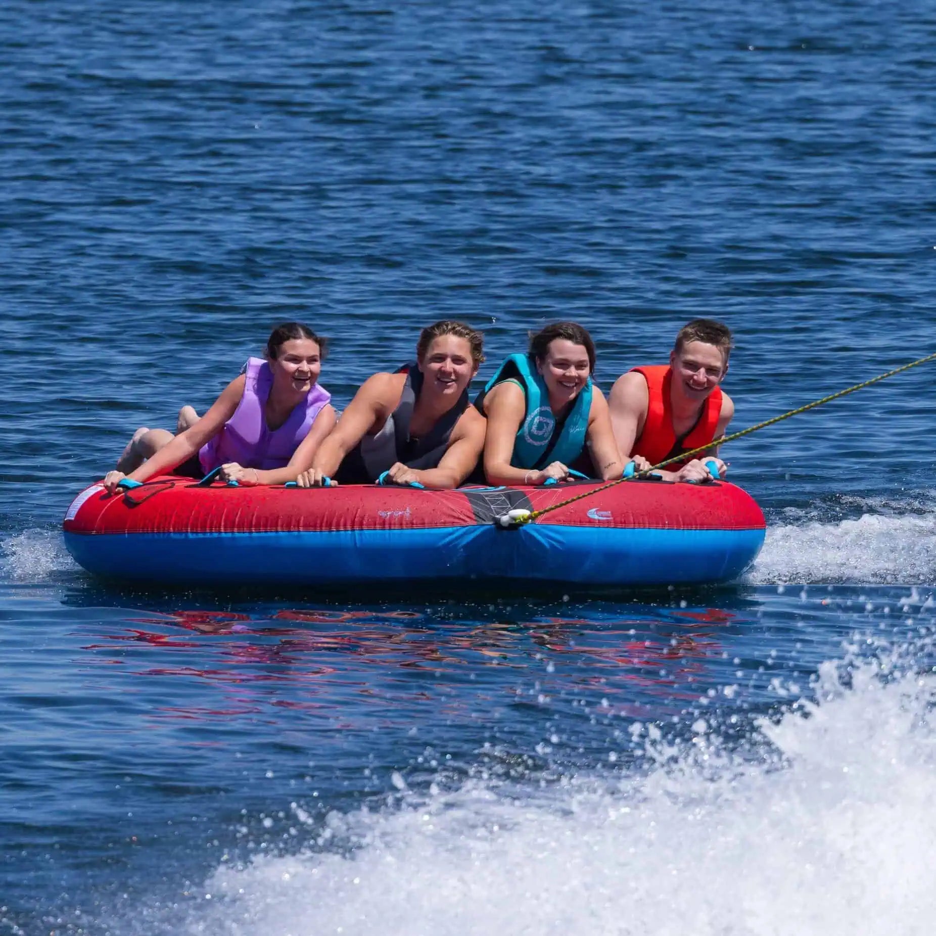 friends enjoy a ride on the O'Brien X-Scream Tube