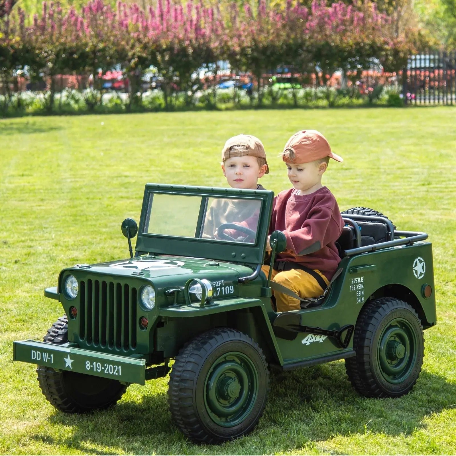 24V Military Willy Truck 3 Seater Electric Ride on