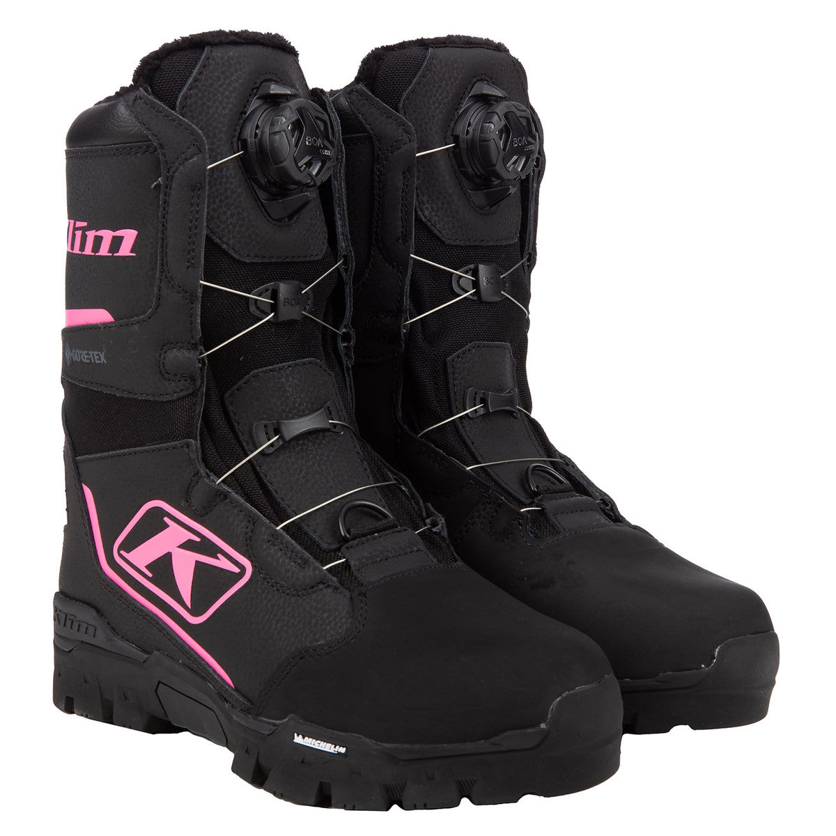 Klim Women's Aurora GTX BOA Snowmobile Boots in Black - Knockout Pink