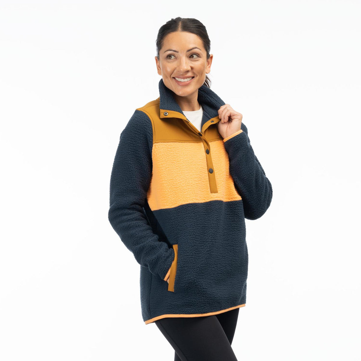 Klim Women's High Pile Mountain Fleece Pullover in orange