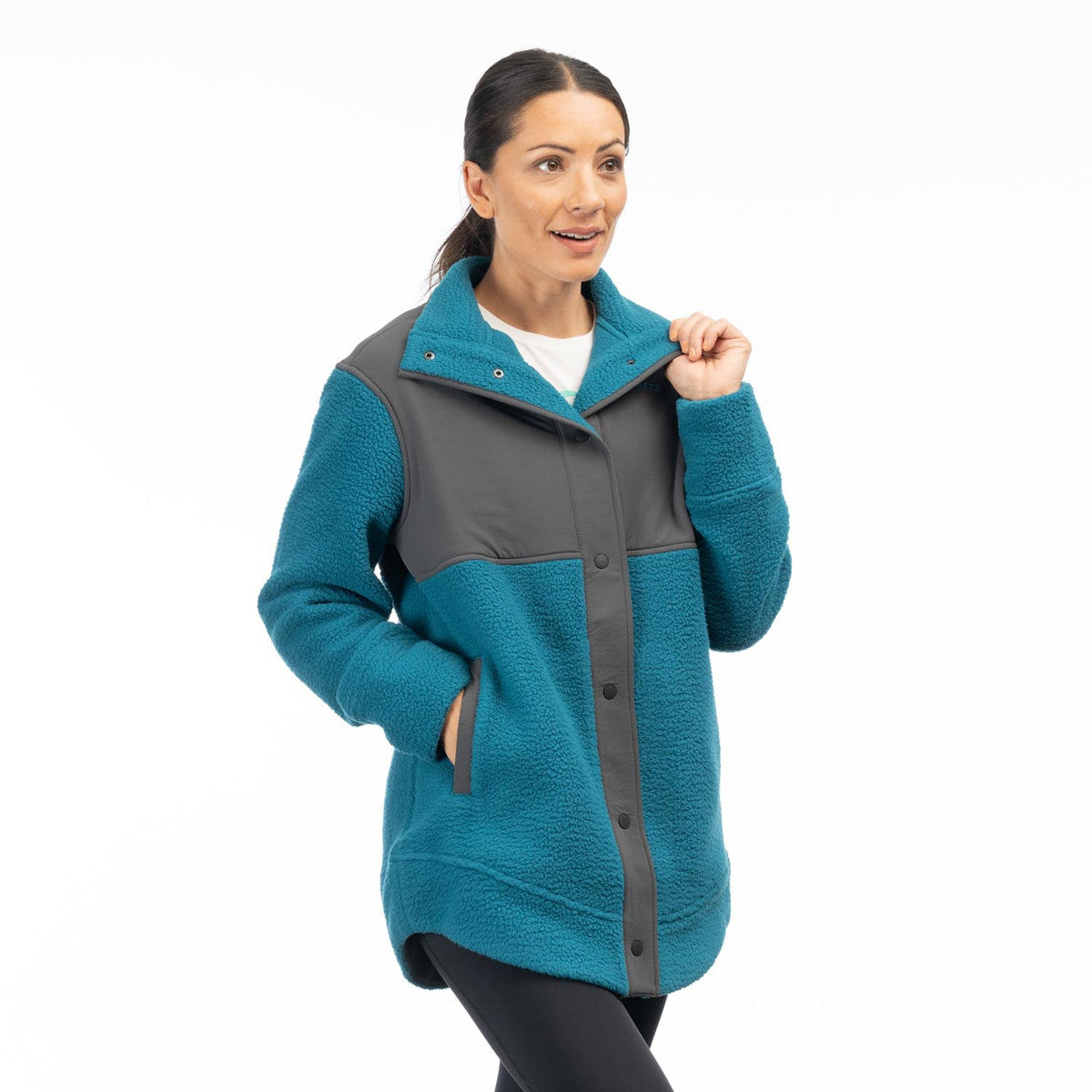 Klim Women's High Pile Mountain Fleece Jacket Deep Lagoon - Asphalt
