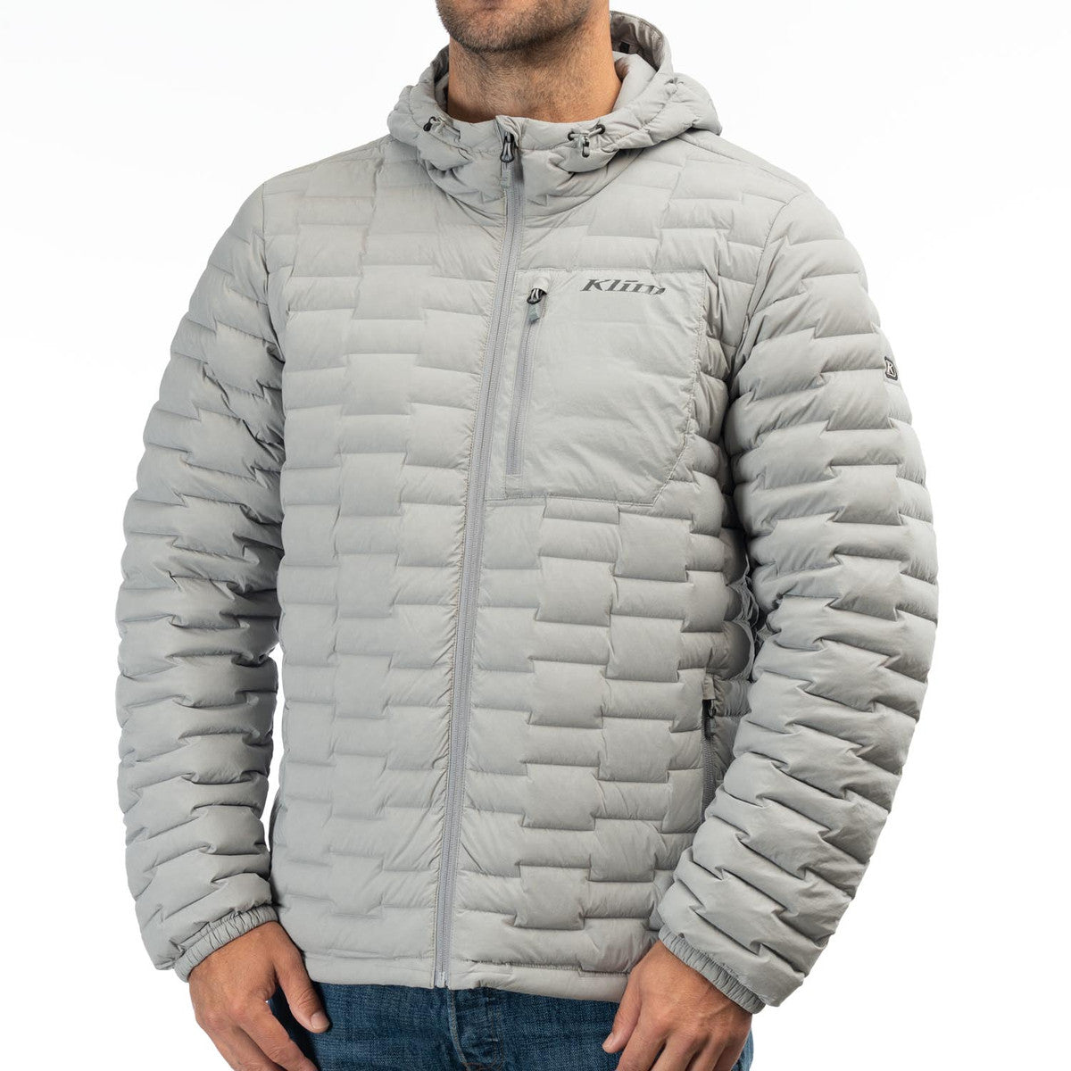 Klim Boulder Stretch Down Hooded Jacket in monument grey