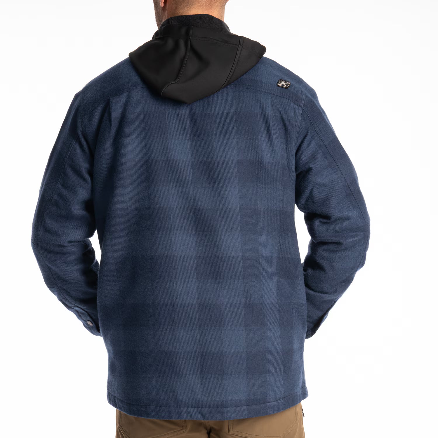 dress blues black Klim Targhee Fleece Lined Flannel Hoodie back view