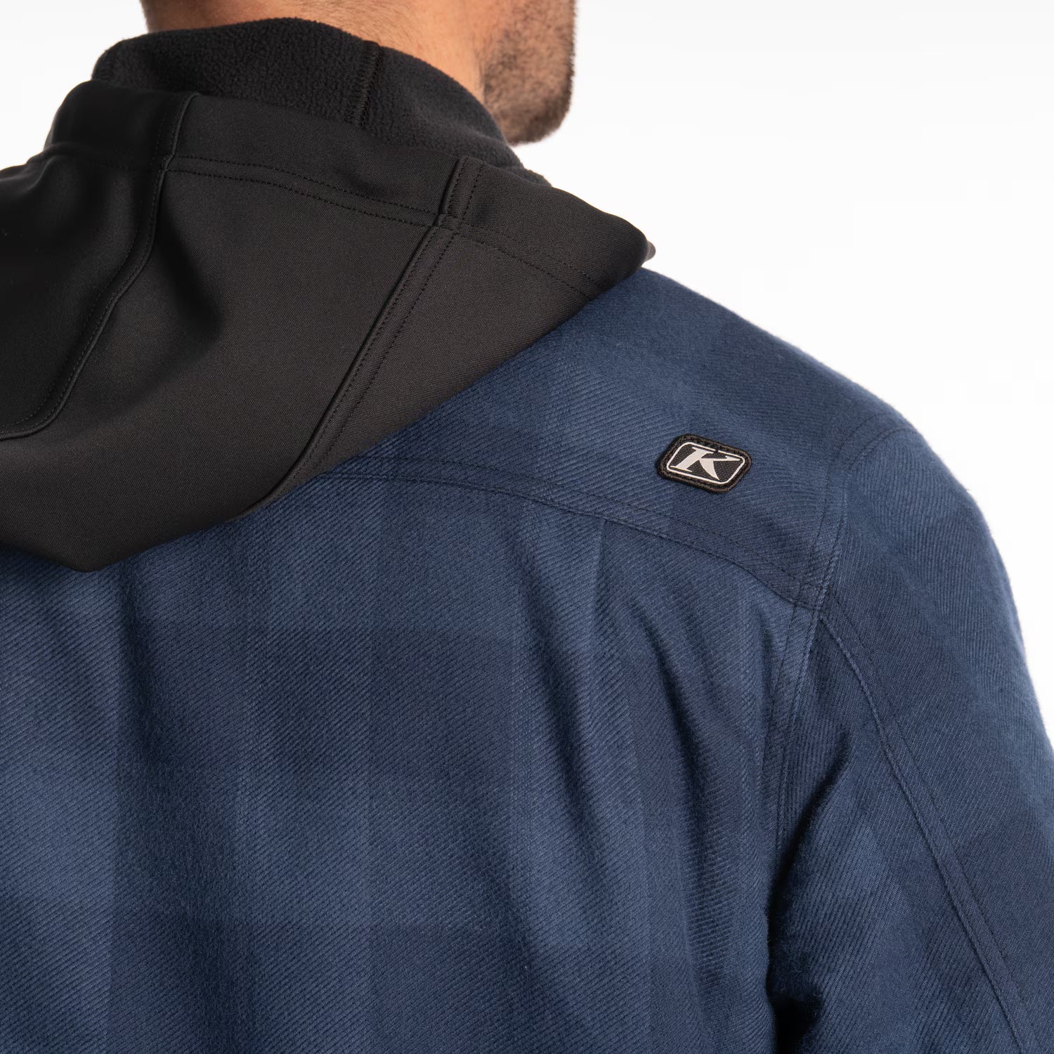 detail on the dress blues - black Klim Targhee Fleece Lined Flannel Hoodie