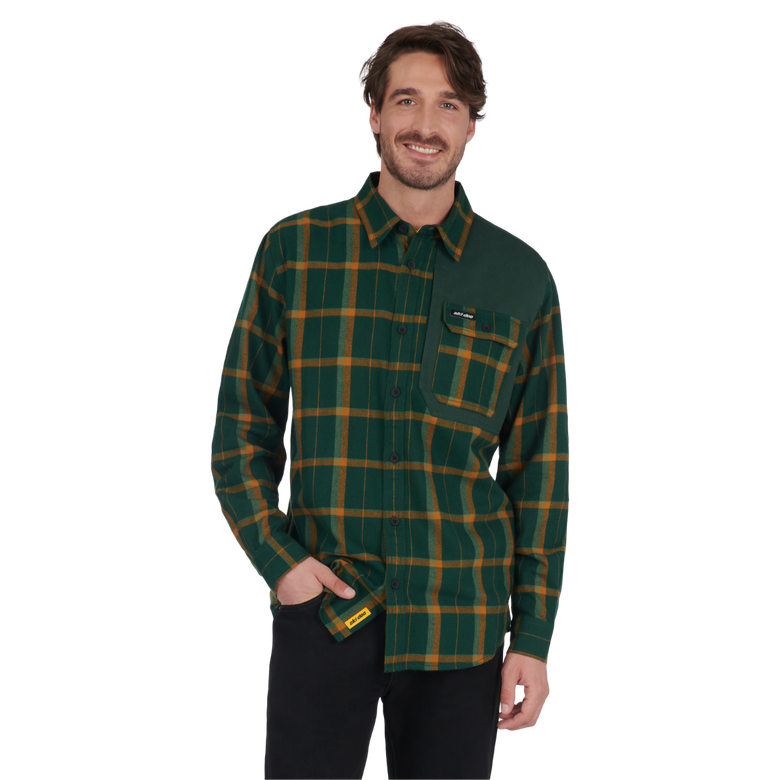 Green Ski-Doo Plaid Flannel Shirt
