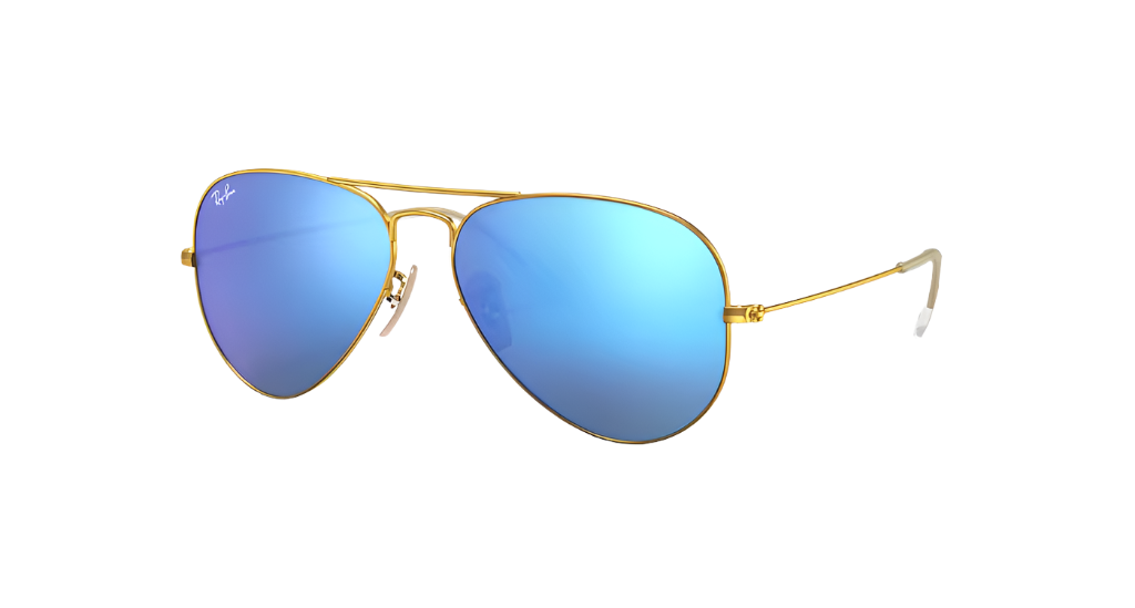 Ray-Ban Aviator Sunglasses - Matte Gold Frame With Blue Lens