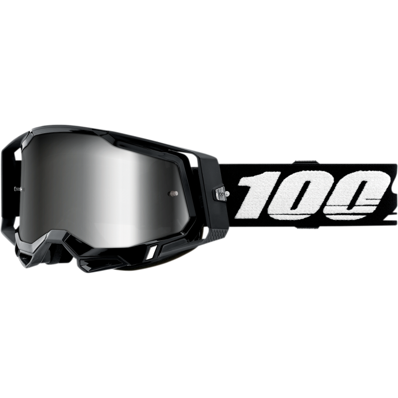 100% Racecraft 2 Black Dirtbike Goggle - Mirror Silver Lens (Non-Current)