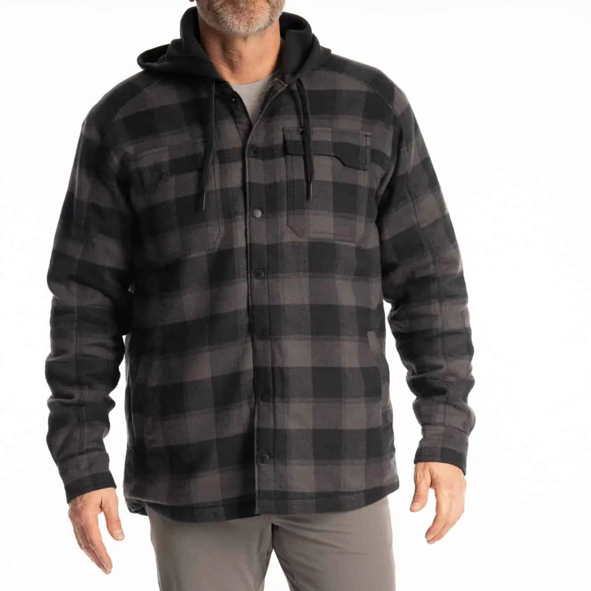 Klim Targhee Fleece Lined Flannel Hoodie in asphalt black