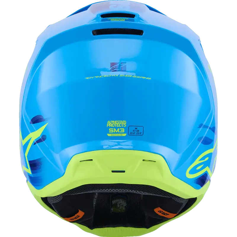 Alpinestars SM3 Force Motocross MX Helmet back view in cyan