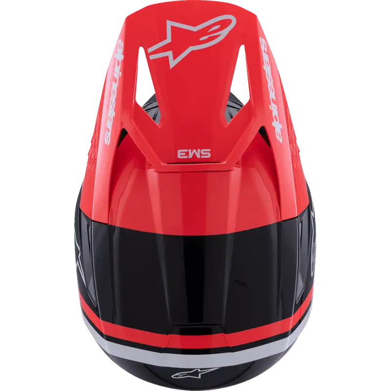 top view of the red and black Alpinestars SM3 Radium MX Helmet