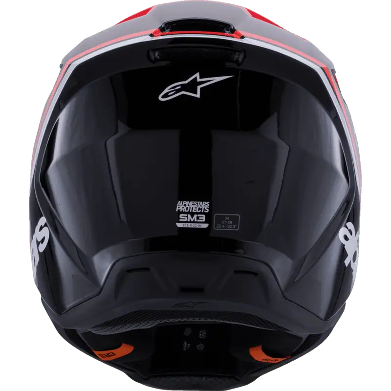 Alpinestars SM3 Radium MX Helmet back view in black and red