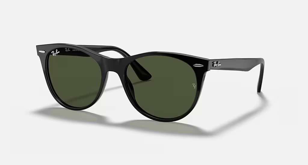 Ray-Ban Wayfarer II Classic Sunglasses - Polished Black Frame With Green Lens (Non-Current)