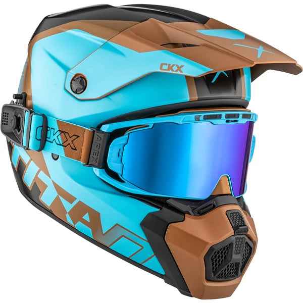 Blue Pecan matte CKX AMS Titan Helmet Nunavut with Apex Goggles