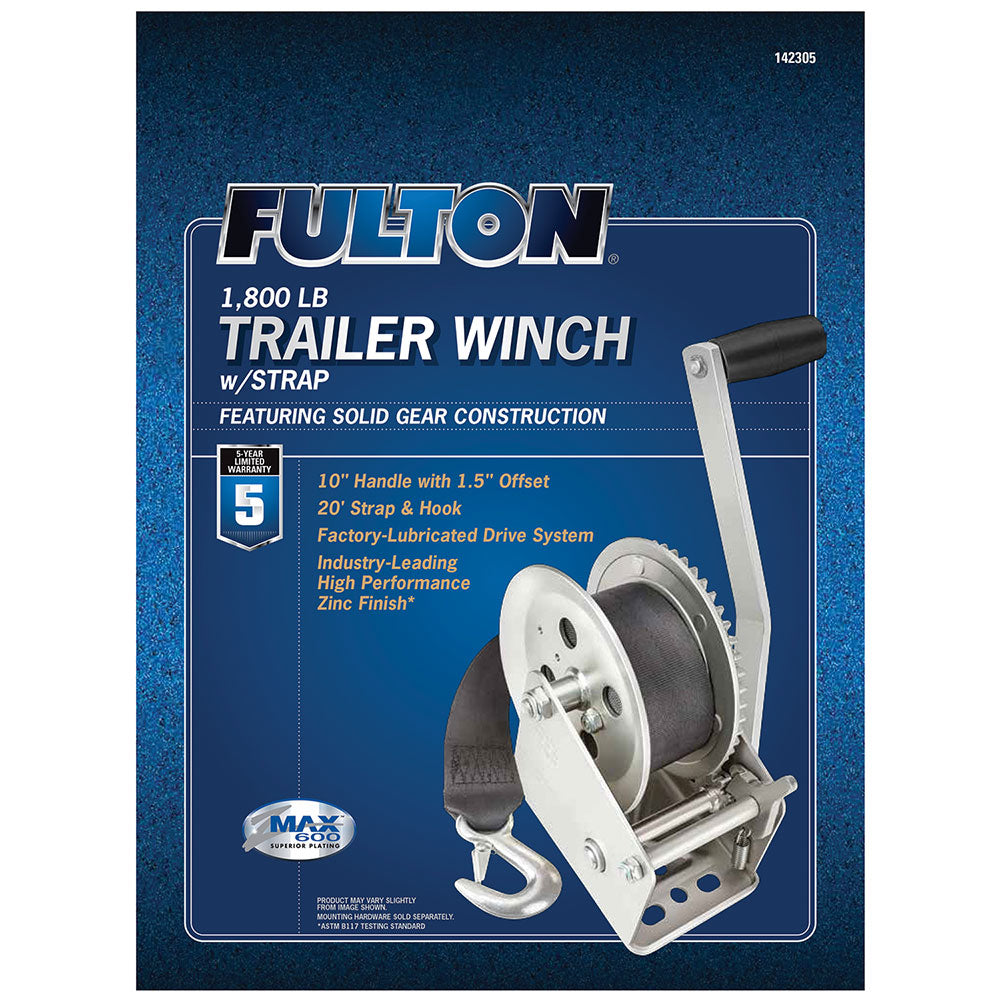 Fulton Single Speed 1,800 lb Max Load Trailer Winch