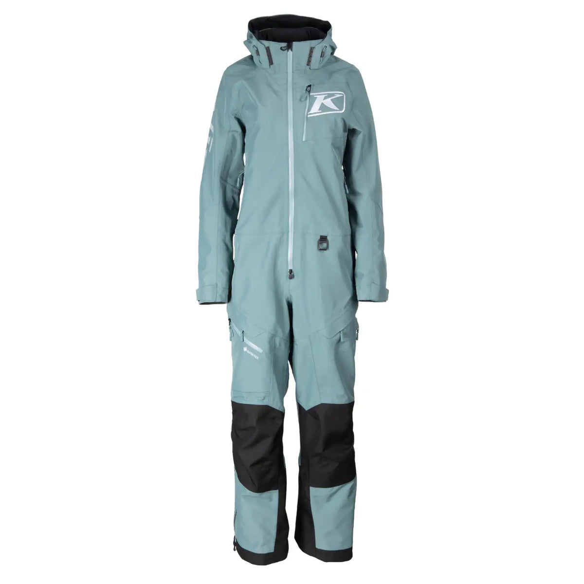 front view of the goblin blue - white Klim Shredsa One-Piece Snowmobile Monosuit Shell