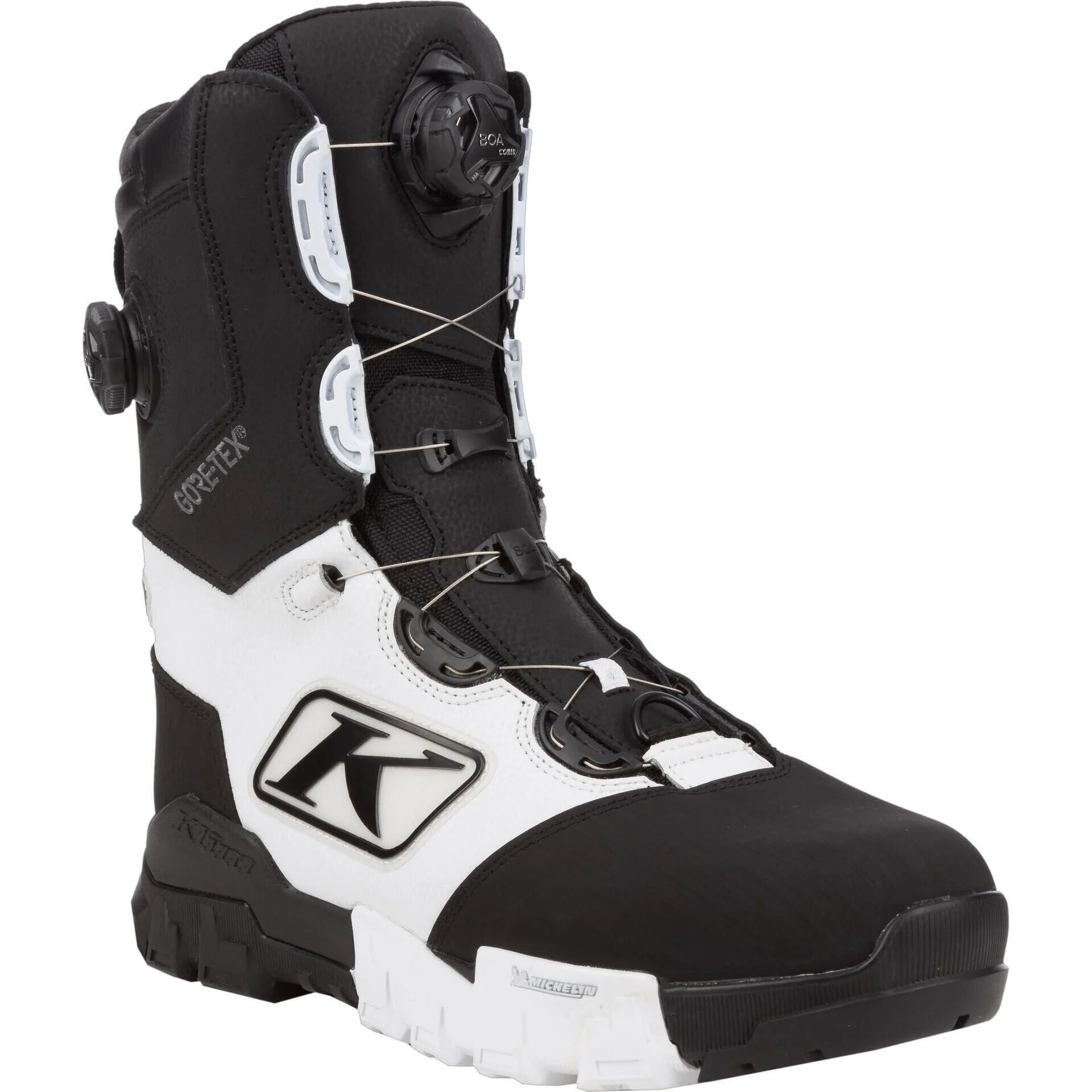 black and white Klim Adrenaline Pro S GTX BOA Snowmobile Boots
