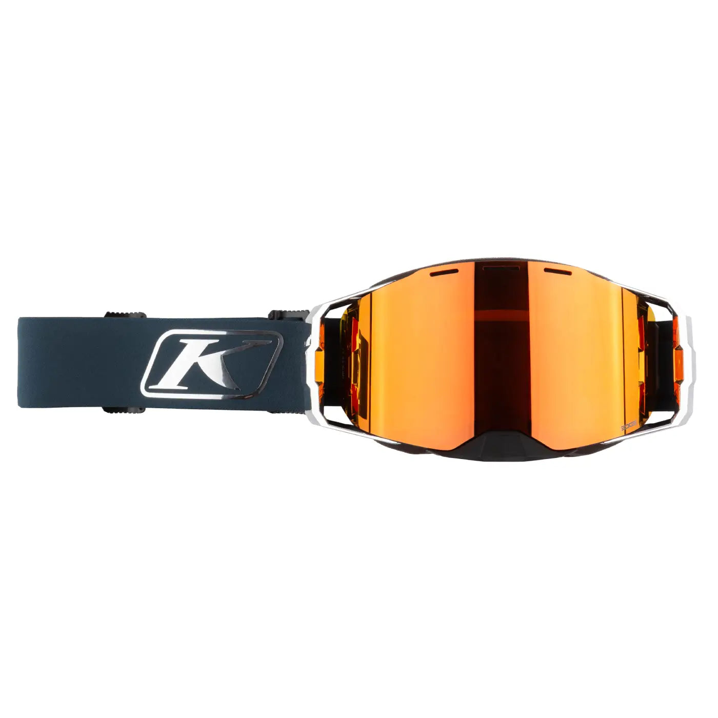 Klim Edge Snowmobile Goggles - Focus Petrol with Persimmon Tint Orange Mirror Lens