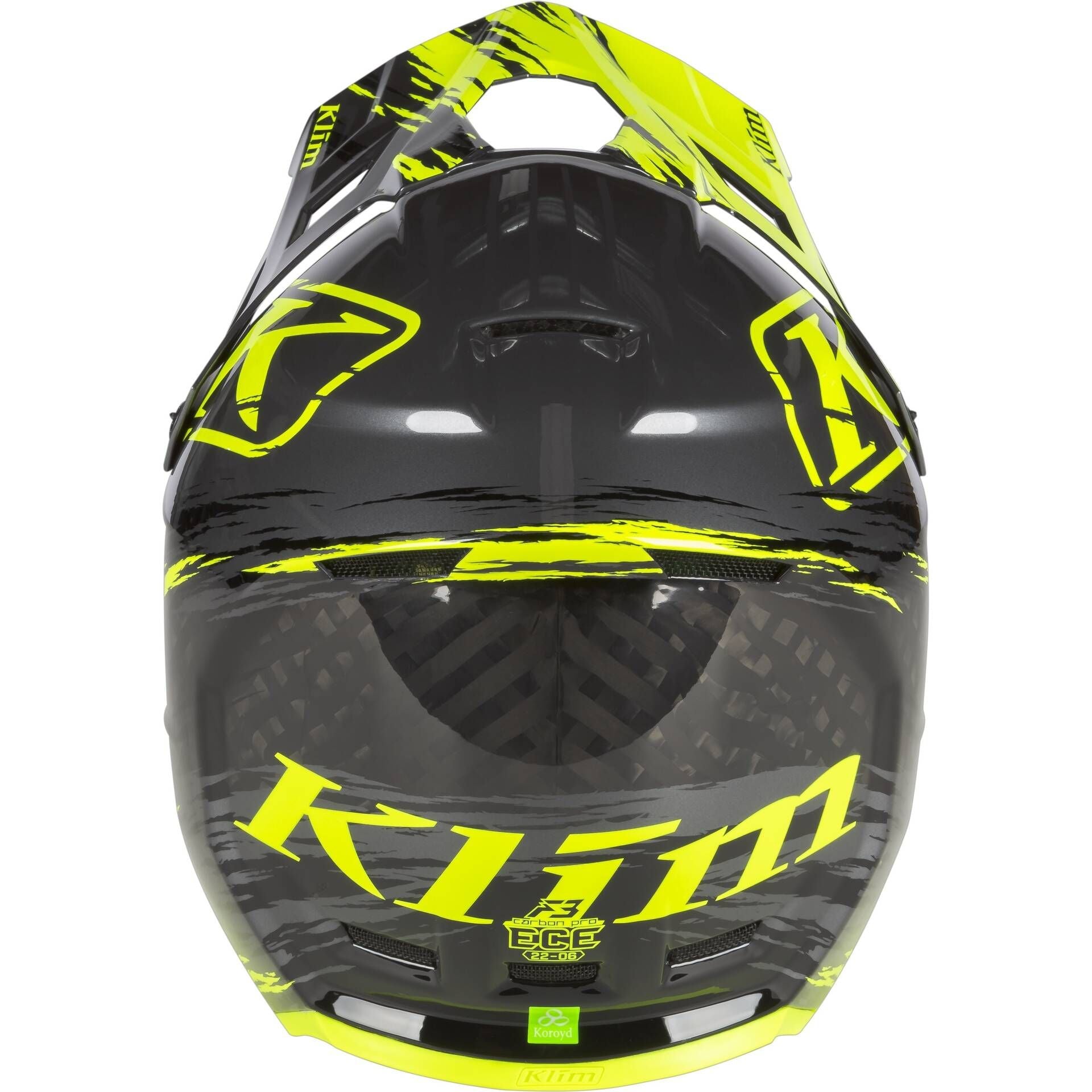 Thrashed Asphalt - Hi-Vis- Klim F3 Carbon Pro ECE Snowmobile Helmet