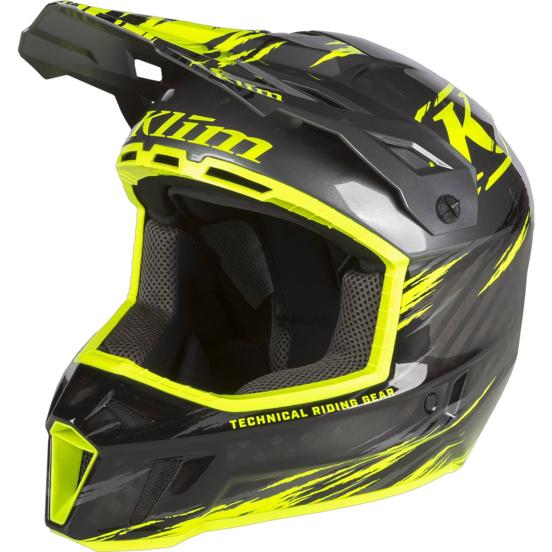 Thrashed Asphalt - Hi-Vis- Klim F3 Carbon Pro ECE Snowmobile Helmet