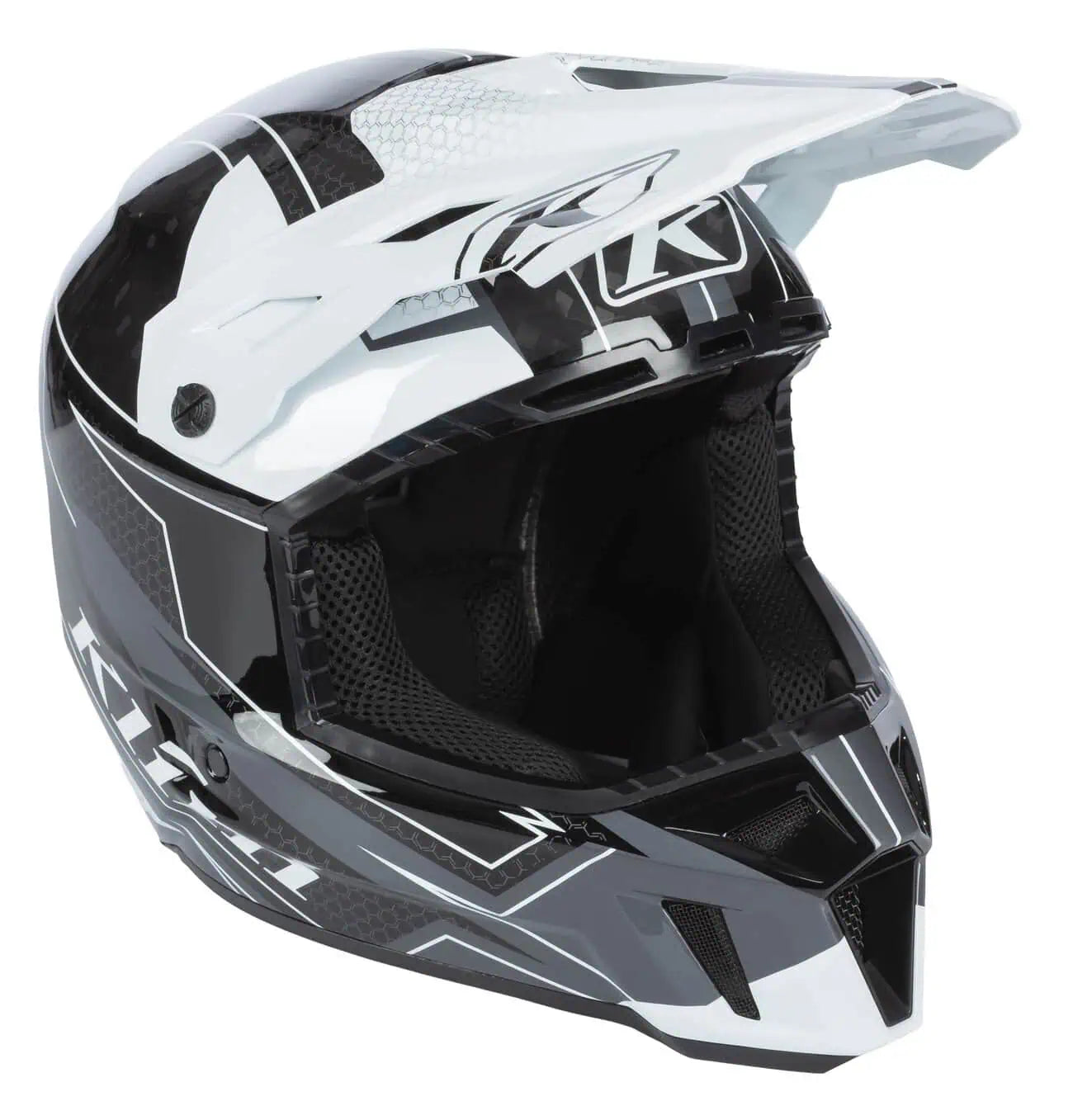 Klim F3 Carbon Snowmobile Helmet ECE - Velocity Black - White