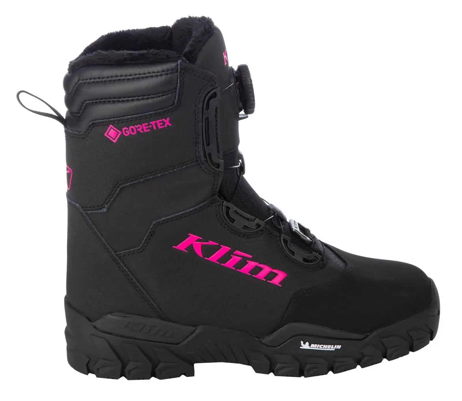 Black - Pink Glo Klim Fierce GTX BOA Snowmobile Boot
