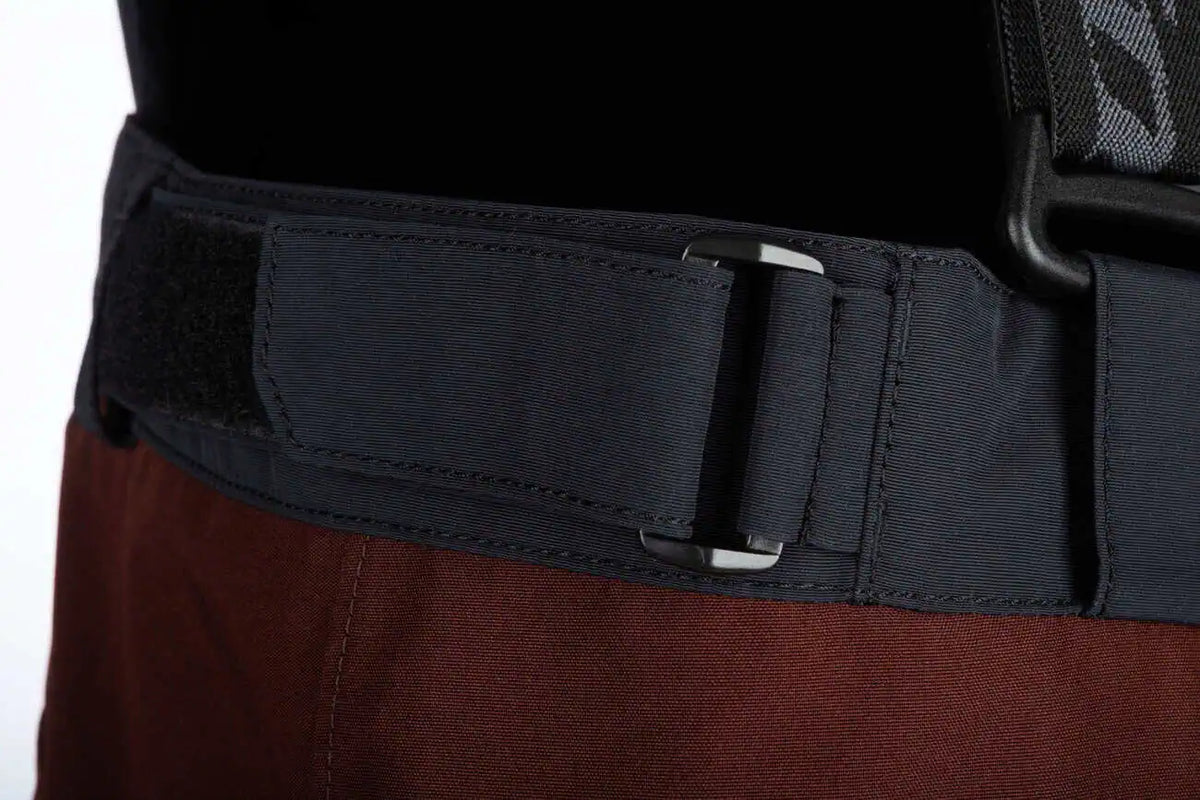 buckle detail on Bitter Chocolate - Black Klim PowerXross Pant