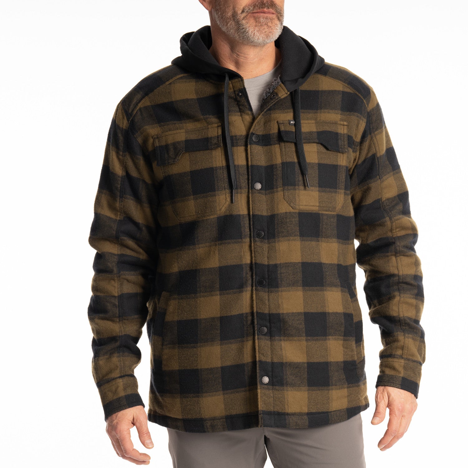 "Dark Olive - Black" Klim Targhee Fleece Lined Flannel Hoodie