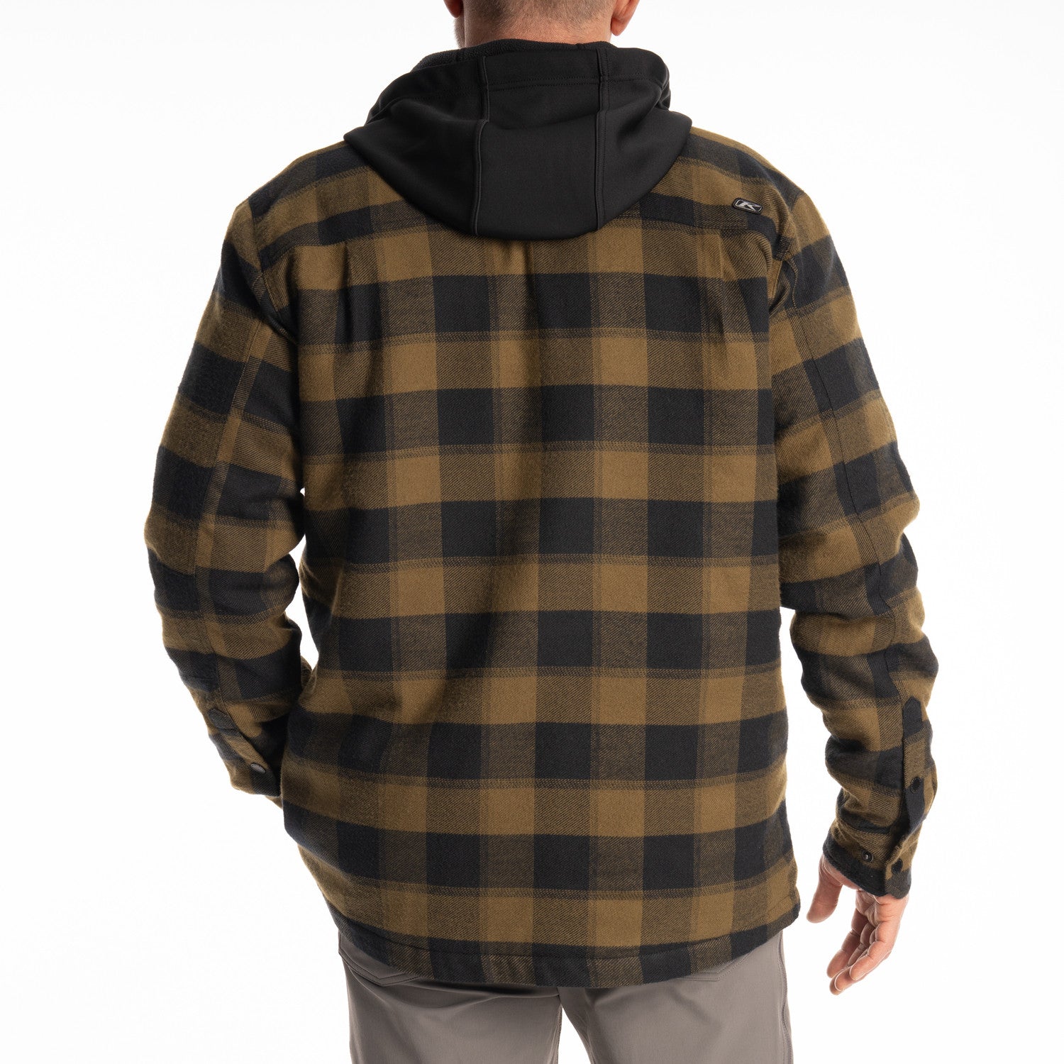 Klim Targhee Fleece Lined Flannel Hoodie in Dark Olive - Black