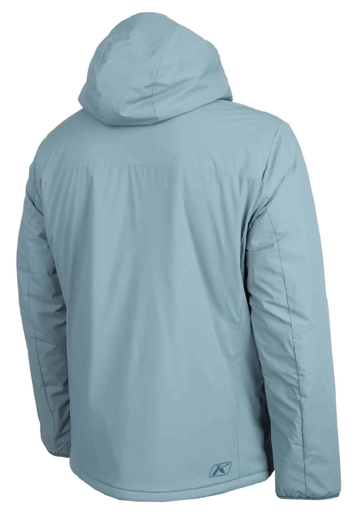 back view of goblin blue - petrol color of the Klim Torque Jacket
