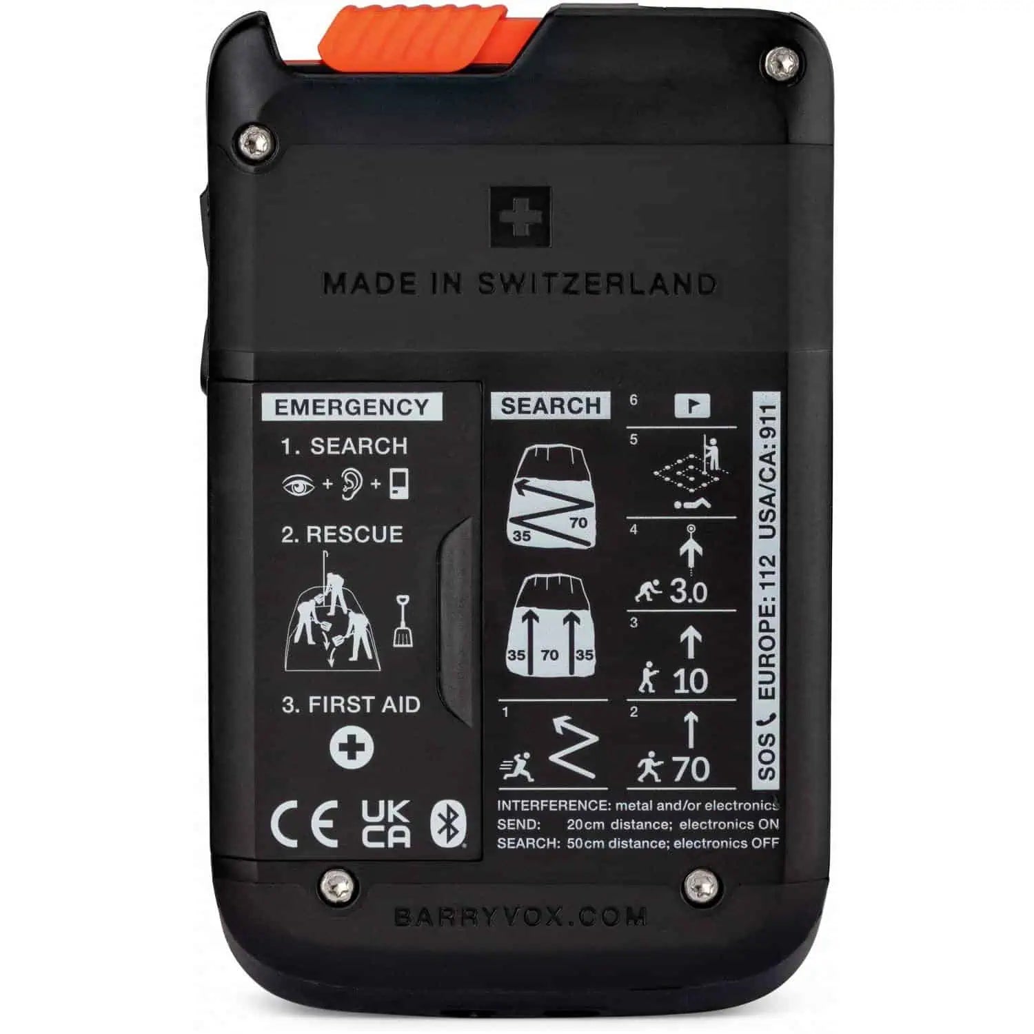 back of the Mammut Barryvox S2 Transceiver - Avalanche Beacon