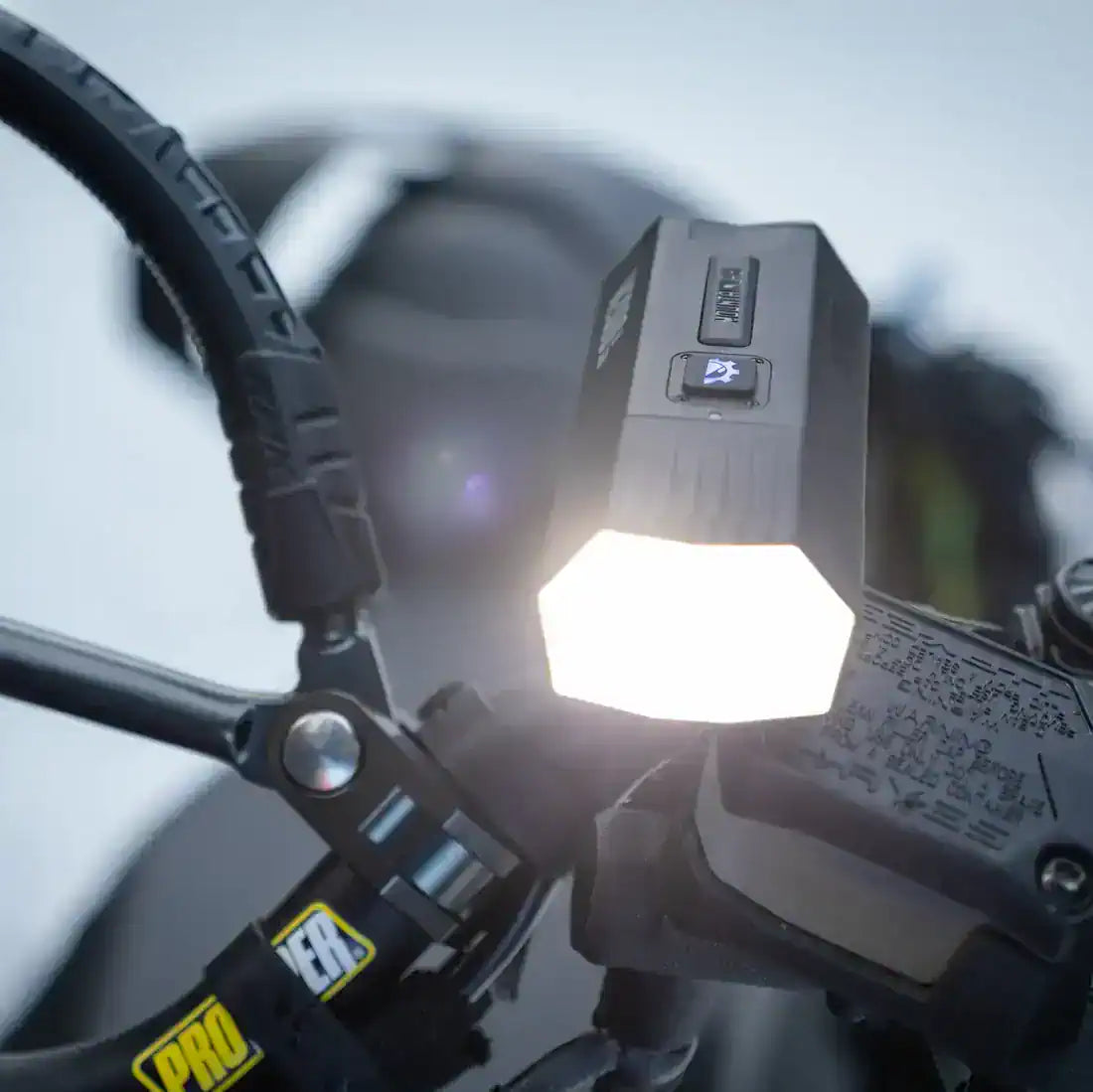 on mode, mounted on handbars Mountain Lab W2000 Flashlight Kit