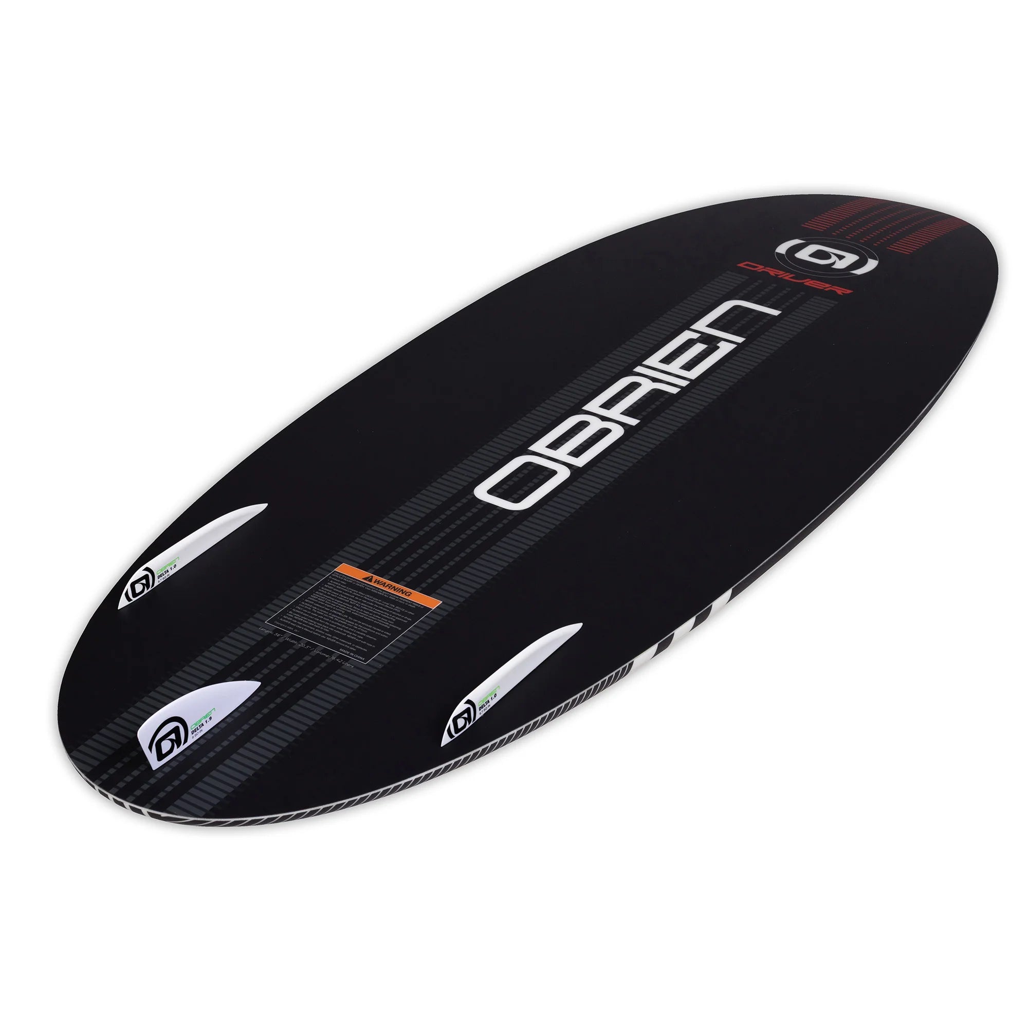 back of the O'Brien Driver Wakesurfer showing three fins