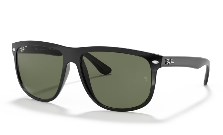 Ray-Ban Boyfriend Sunglasses - Polished Black Frame With Green Lens