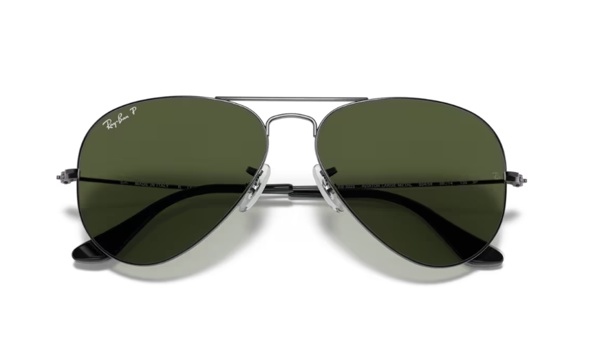 Ray-Ban Aviator Classic Sunglasses - Gunmetal Frame with Polarized G-15 Green Lens