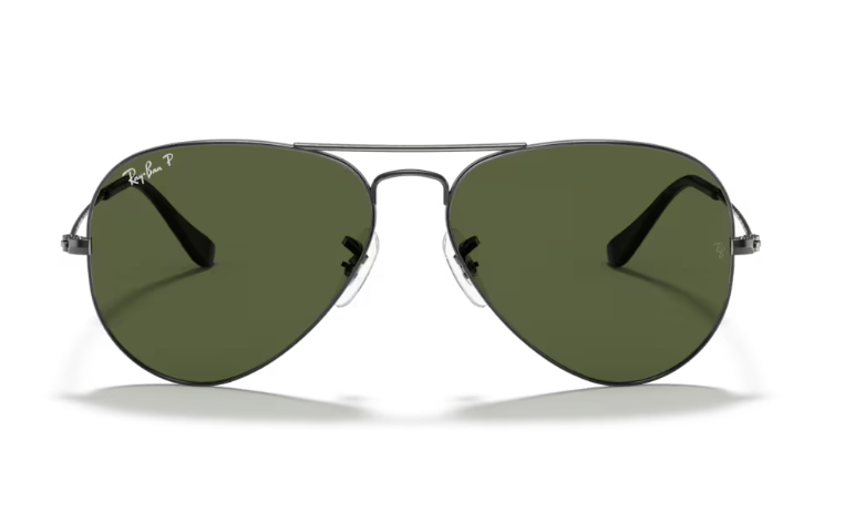 Ray-Ban Aviator Classic Sunglasses - Gunmetal Frame with Polarized G-15 Green Lens