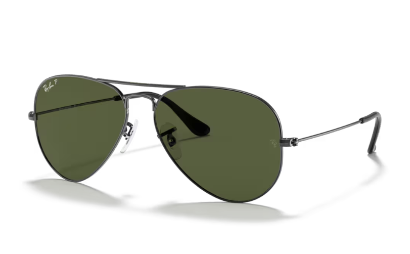 Ray-Ban Aviator Classic Sunglasses - Gunmetal Frame with Polarized G-15 Green Lens