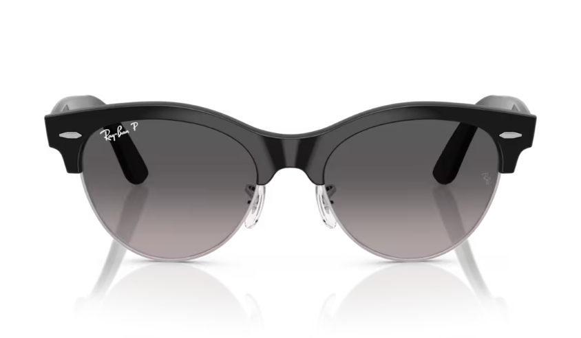 Ray-Ban Clubmaster Way Sunglasses - Black on Silver Frame with Grey Polarized Lenses