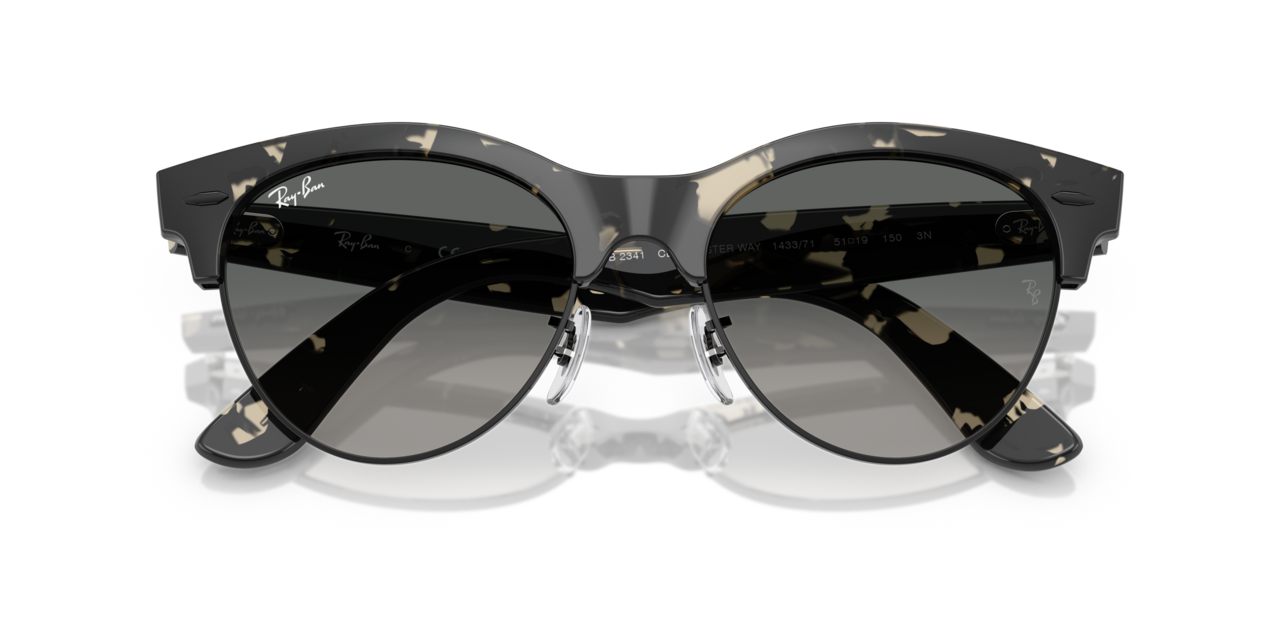 Ray-Ban Clubmaster Way Sunglasses - Grey Havana on Black Frame with Grey Lenses