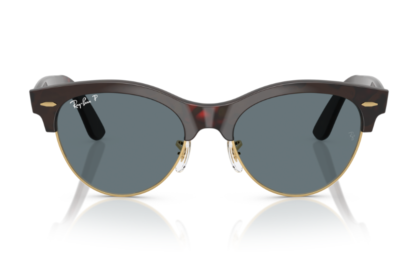 Ray-Ban Clubmaster Way Sunglasses - Red Havana Frame with Dark Blue Polarized Lenses