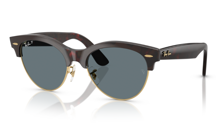 Ray-Ban Clubmaster Way Sunglasses - Red Havana Frame with Dark Blue Polarized Lenses