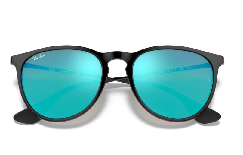 Ray-Ban Erika Sunglasses - Black Frame With Blue Mirror Lens