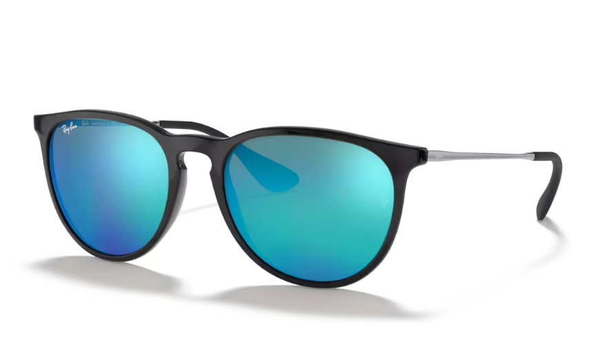 Ray-Ban Erika Sunglasses - Black Frame With Blue Mirror Lens