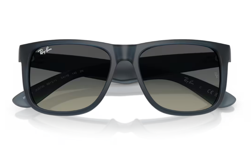 Ray-Ban Justin Sunglasses - Rubber Blue Frame With Grey Lens
