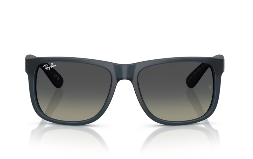 Ray-Ban Justin Sunglasses - Rubber Blue Frame With Grey Lens