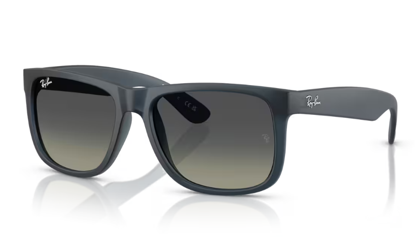 Ray-Ban Justin Sunglasses - Rubber Blue Frame With Grey Lens