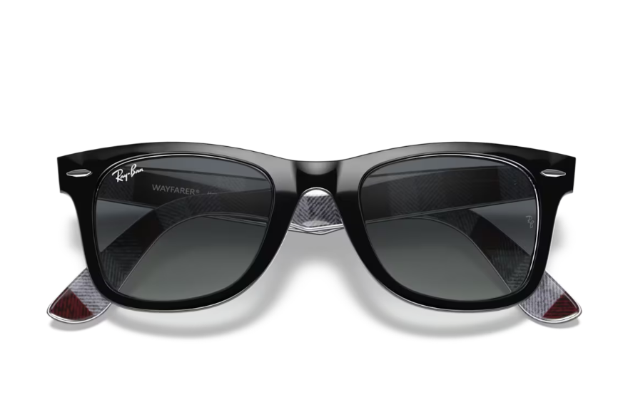 Ray-Ban Wayfarer Sunglasses - Black on Chevron Frame with Light Grey Gradient Lenses