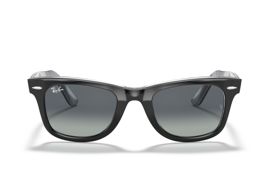 Ray-Ban Wayfarer Sunglasses - Black on Chevron Frame with Light Grey Gradient Lenses