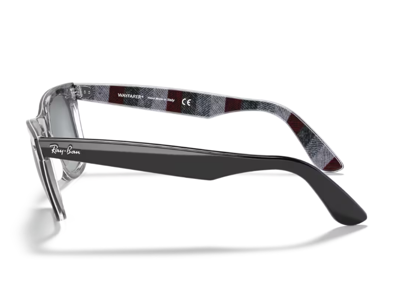 Ray-Ban Wayfarer Sunglasses - Black on Chevron Frame with Light Grey Gradient Lenses
